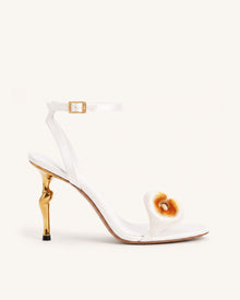 Alivia Calla Lily Gold Metal Heel Sandals - White