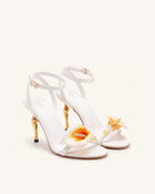Alivia Calla Lily Gold Metal Heel Sandals - White