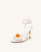 Alivia Calla Lily Gold Metal Heel Sandals - White