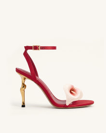 Alivia Calla Lily Gold Metal Heel Sandals - Red