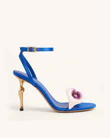 Alivia Calla Lily Gold Metal Heel Sandals - Royal Blue