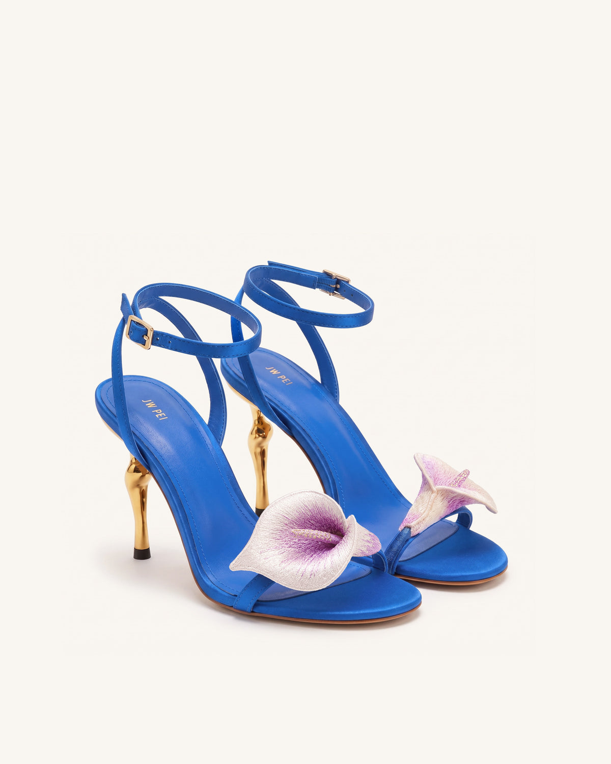 Alivia Calla Lily Gold Metal Heel Sandals - Royal Blue