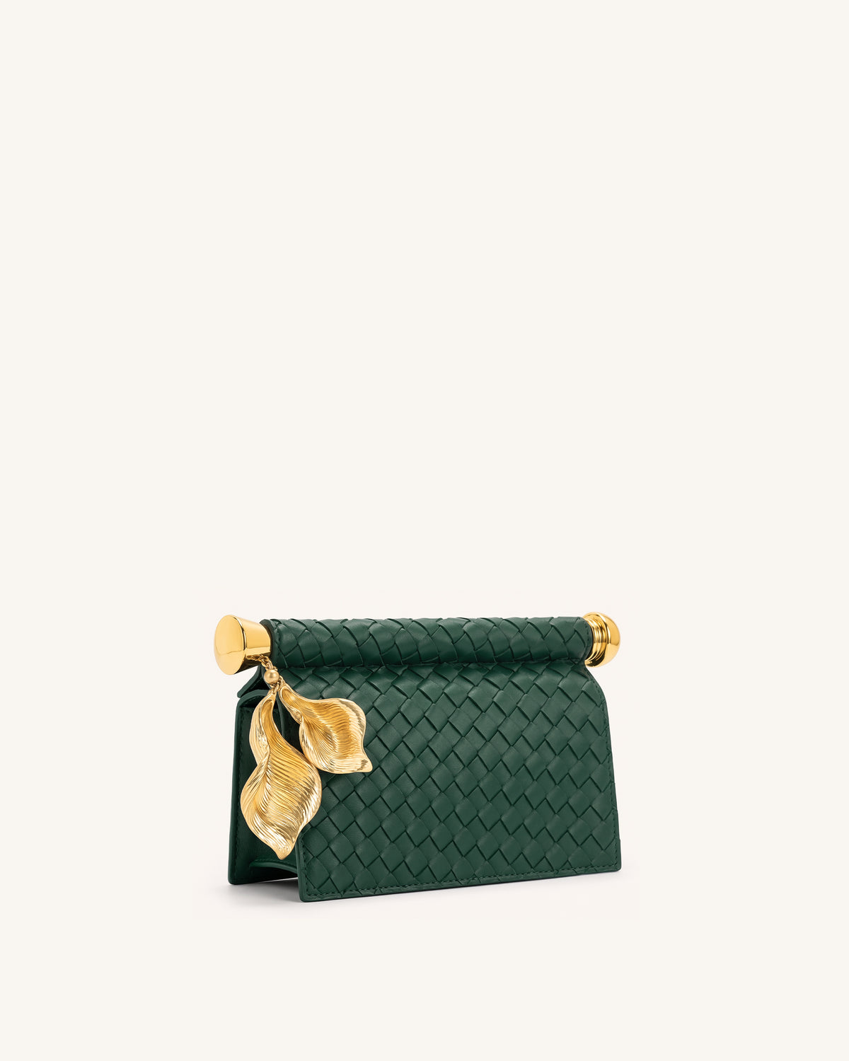 Holly Woven Metal Pendant Embellished Clutch - Dark Green