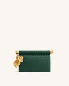 Holly Woven Metal Pendant Embellished Clutch - Dark Green
