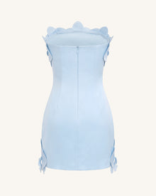 Orchid Trim Strapless Mini Dress - Blue