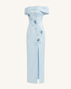 Orchid Embroidered Off-Shoulder Maxi Dress - Blue