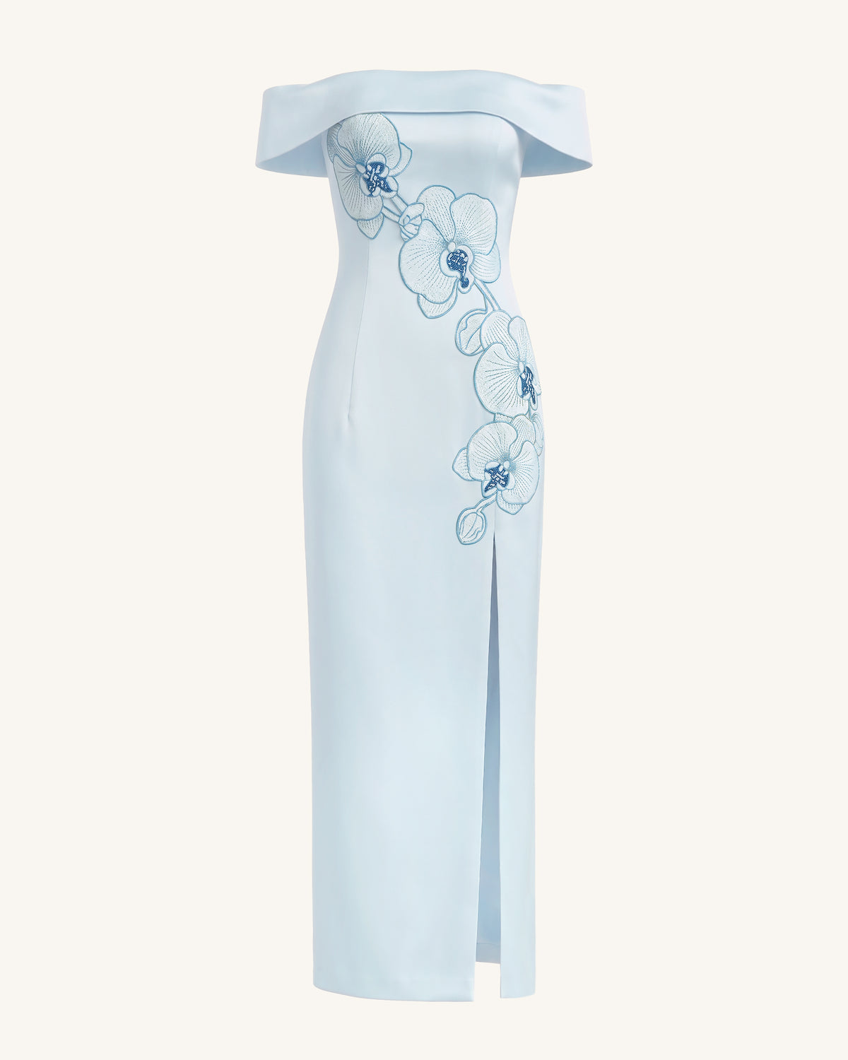 Orchid Embroidered Off-Shoulder Maxi Dress - Blue