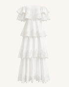 Orchid Embroidered Tiered Off-Shoulder Maxi Dress - White