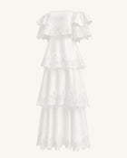 Orchid Embroidered Tiered Off-Shoulder Maxi Dress - White