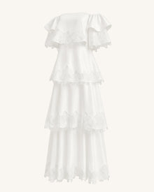 Orchid Embroidered Tiered Off-Shoulder Maxi Dress - White