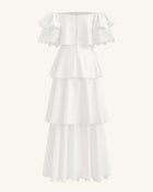 Orchid Embroidered Tiered Off-Shoulder Maxi Dress - White