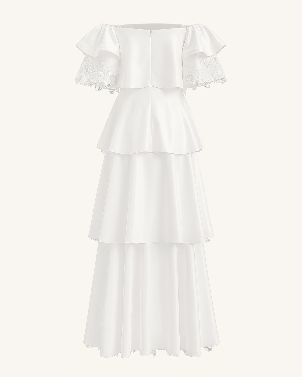 Orchid Embroidered Tiered Off-Shoulder Maxi Dress - White