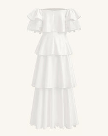 Orchid Embroidered Tiered Off-Shoulder Maxi Dress - White
