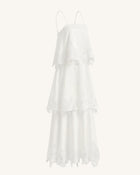 Orchid Embroidered Tiered Maxi Dress - White