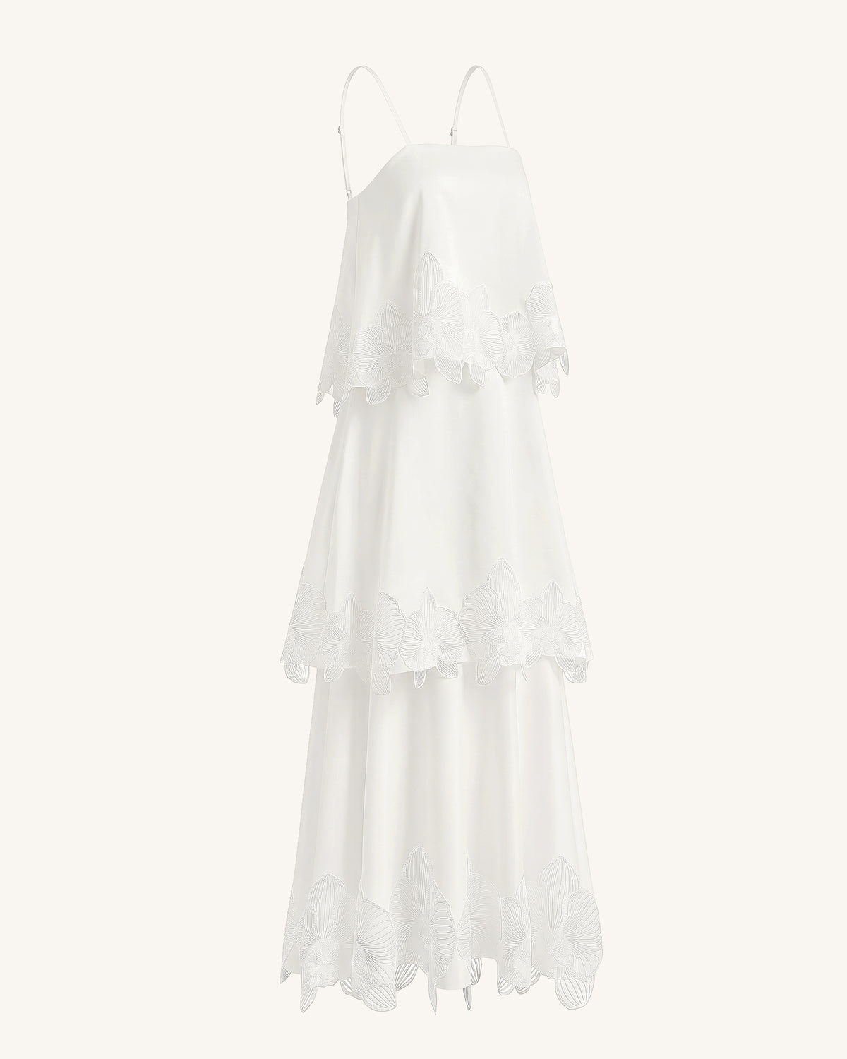 Orchid Embroidered Tiered Maxi Dress - White