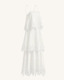 Orchid Embroidered Tiered Maxi Dress - White