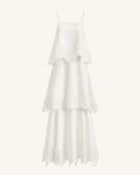 Orchid Embroidered Tiered Maxi Dress - White