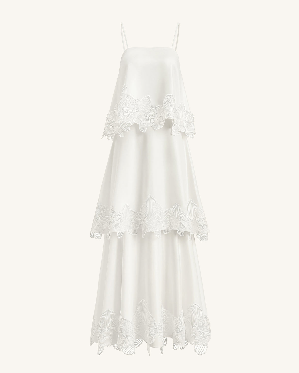 Orchid Embroidered Tiered Maxi Dress - White