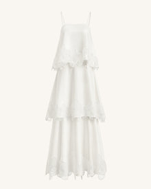 Orchid Embroidered Tiered Maxi Dress - White