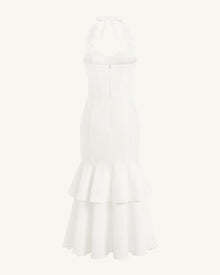 Orchid Embroidered Halter Corset Midi Dress - White