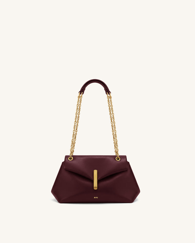 Valerie Chain Flap Shoulder Bag - Dark Burgundy