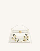 Carmen Lily Embroidery Top Handle Bag - Ivory White