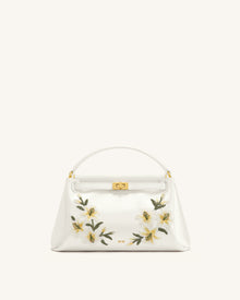 Carmen Lily Embroidery Top Handle Bag - Ivory White