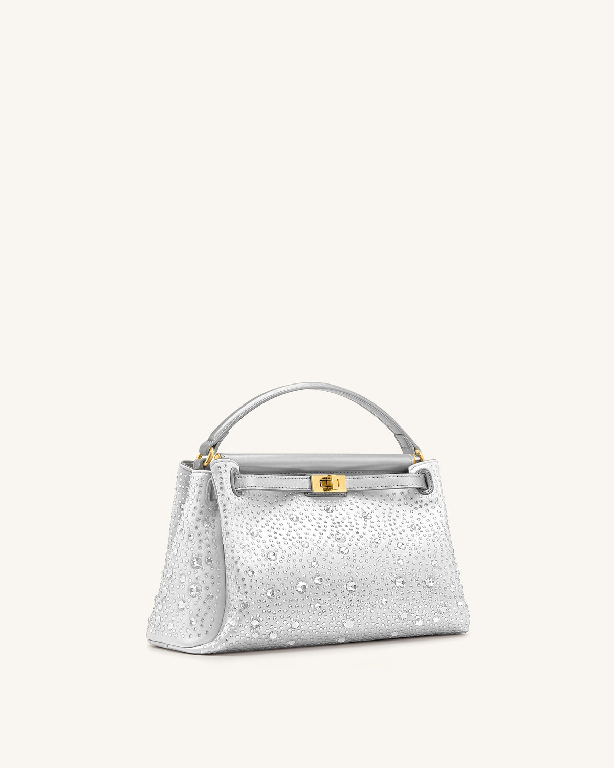 Carmen Artificial Crystal Top Handle Bag - Light Gray