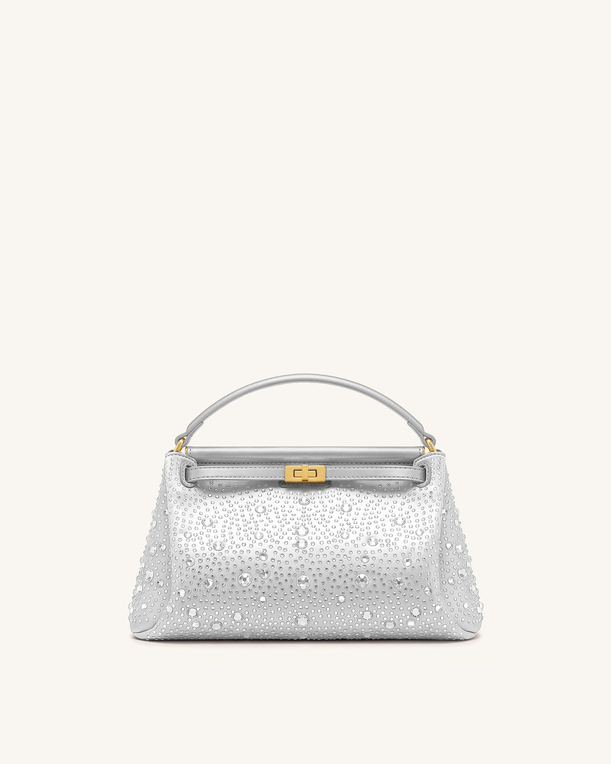 Carmen Artificial Crystal Top Handle Bag - Light Gray