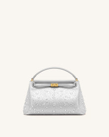 Carmen Artificial Crystal Top Handle Bag - Light Gray