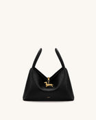 Maelle Dachshund Charm Double Handle Bag - Black