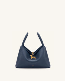 Maelle Dachshund Charm Double Handle Bag - Dark Blue