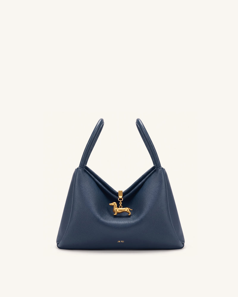 Maelle Dachshund Charm Double Handle Bag - Dark Blue
