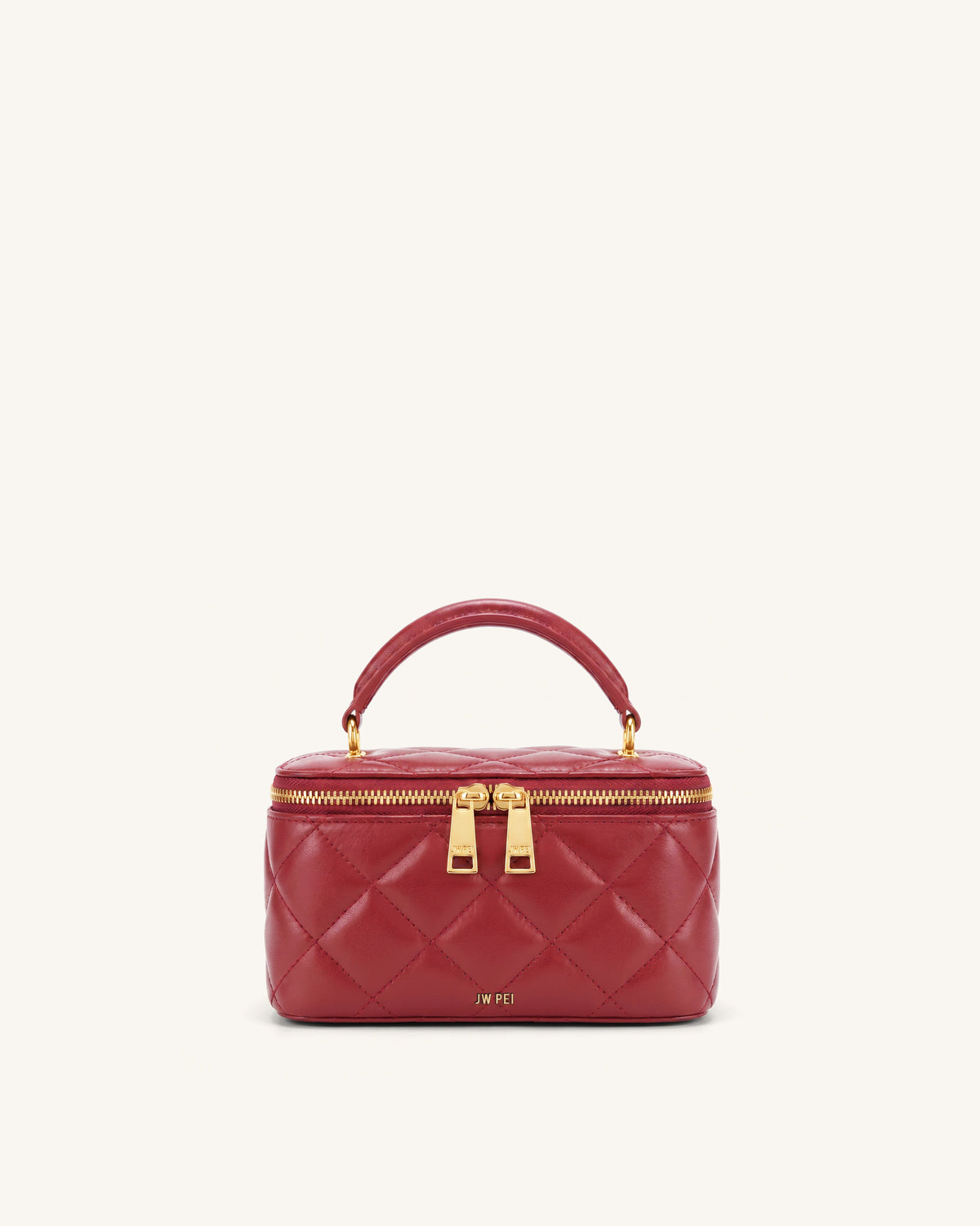 Vivienne Quilted Vanity Top Handle Bag - Cherry Red