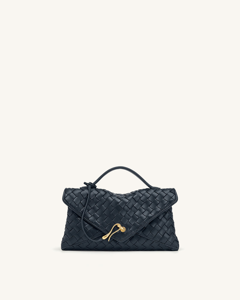 Celeste Woven Envelope Bag - Navy Blue