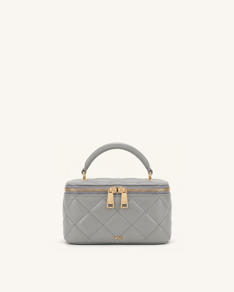 Vivienne Quilted Vanity Top Handle Bag - Gray