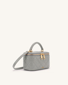 Vivienne Quilted Vanity Top Handle Bag - Gray