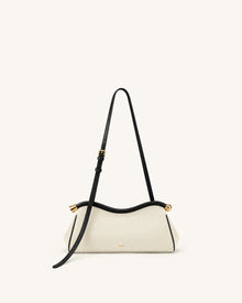 Naomi Curved Shoulder Bag - Black Canvas