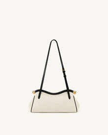 Naomi Curved Shoulder Bag - Black Canvas