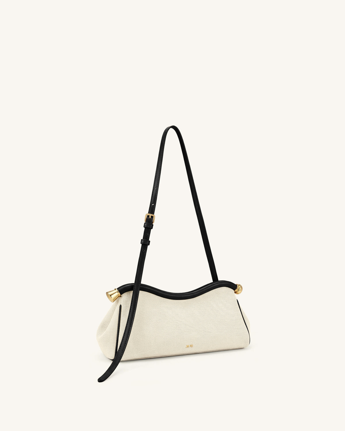 Naomi Curved Shoulder Bag - Black Canvas