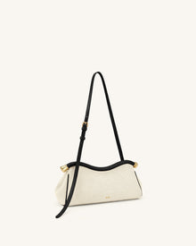 Naomi Curved Shoulder Bag - Black Canvas