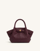 Hana Mini Woven Tote Bag - Dark Burgundy