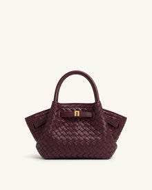 Hana Mini Woven Tote Bag - Dark Burgundy