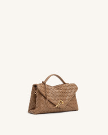 Celeste Woven Envelope Bag - Mocha Brown