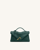 Celeste Woven Envelope Bag - Dark Ink Green