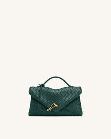 Celeste Woven Envelope Bag - Dark Ink Green