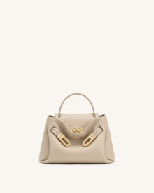Rhea Small Pebbled Double Buckle Shoulder Bag - Sand