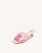 Serena Oversized Orchid Embroidered Mules - Pink