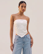 Orchid Embroidered Strapless Handkerchief Top - White