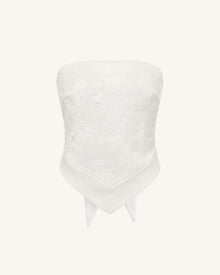 Orchid Embroidered Strapless Handkerchief Top - White